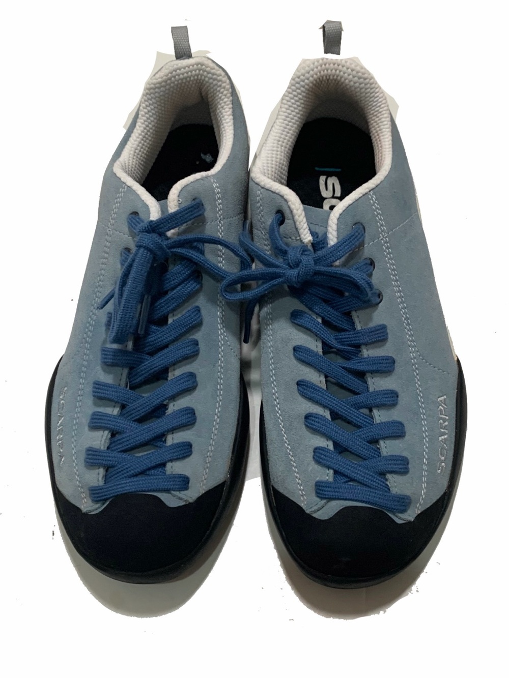 Scarpa Mojito women’s Light Blue and Black Suede Lace-Up Sneakers